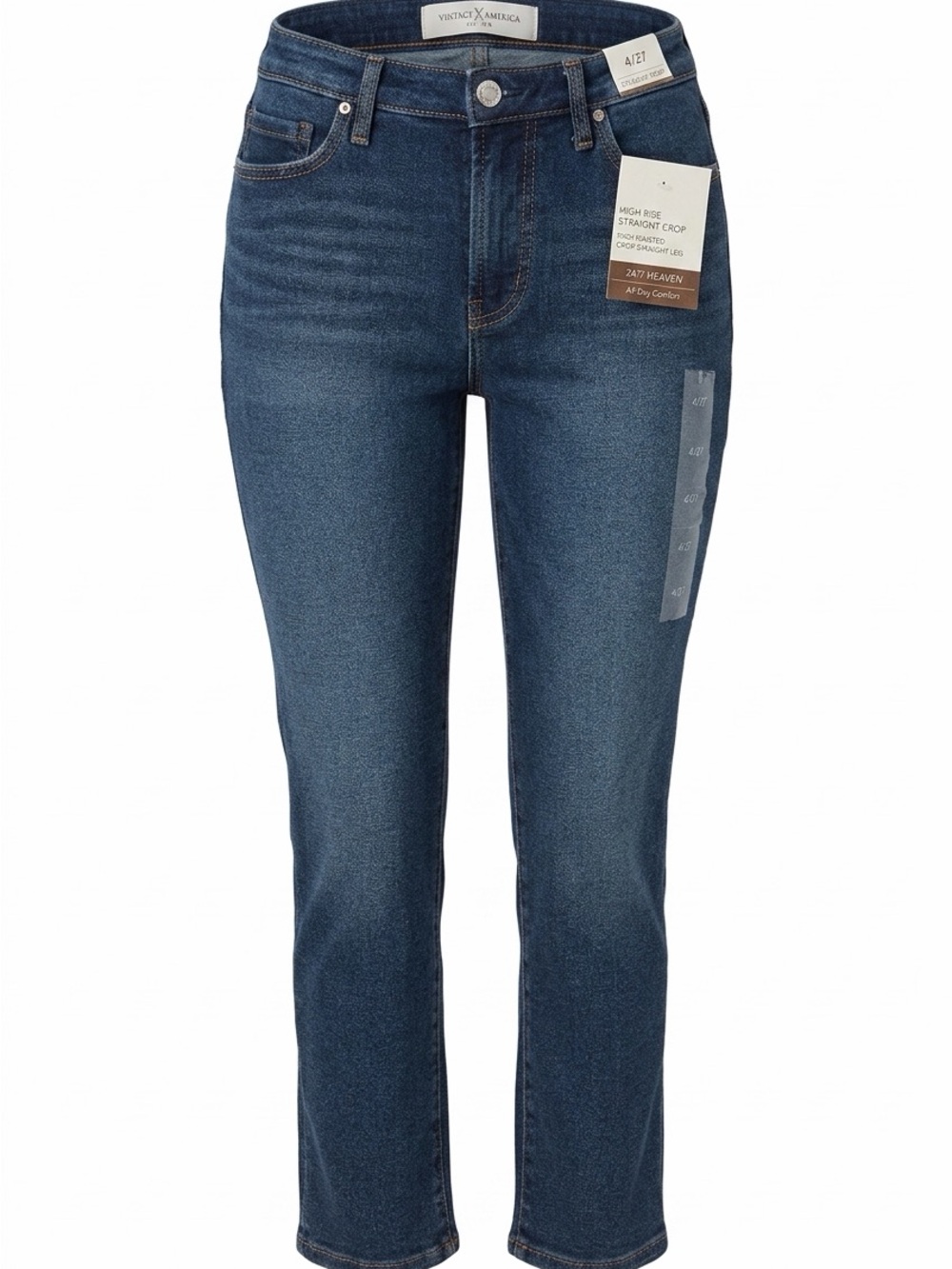 Vintage America Women’s 4/27 High Rise Straight Crop 24/7 Heaven Comfort Jeans